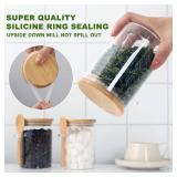Sugar Jar Bath Salt Container  17 oz Glass Jar with Bamboo Lid and Spoon, Sugar Cube Holder and Canister for Countertop, Glass Containers for Coffee Beans, Tea and Overnight Oats (3 Pack) - Retail: 