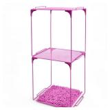 Ninehaoou 3 Pack School Locker Organizer and Decorating Kit, Collapsible and Metal Mesh Build, Locker Organizer Shelf and Rugs for Classroom School (Hot Pink) - Retail: $20