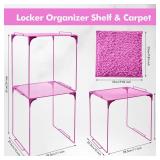 Ninehaoou 3 Pack School Locker Organizer and Decorating Kit, Collapsible and Metal Mesh Build, Locker Organizer Shelf and Rugs for Classroom School (Hot Pink) - Retail: $20