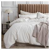 Bedsure Cotton Duvet Cover Set - 100% Cotton Waffle Weave Coconut White Duvet Cover California King Size, GentleSoft and Breathable Cal King Bedding Set for All Season, 3 Pieces, 104\x98\in - Retail