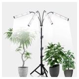 Grow Light with Stand, 200W 6000K Full Spectrum Gooseneck Floor Plant Light for Indoor Plants Growing,5 Dimmable Levels and Auto OnOff Timer, Tripod Stand Adjustable 15-48 in - Retail: $50