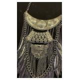 Vintage Boho Statement Necklace with Feather Tassels - Retail: $45