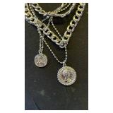 Vintage-Style Silver Coin Pendant Layered Necklace - Retail: $25