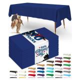 Pureegg Plastic Table Cloth Disposable 10 Pack, 54 x 108 Inch Table Cloths, Patriotic Decorations, Thanksgiving, Veterans Day Tablecloths, Rectangle, Plastic Cover, Leakproof and Sturdy, Navy Blue - R