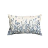 AVOIN colorlife Wildflowers Spring Summer Antique Herbs Blue Throw Pillow Cover, 12 x 20 Inch Flower Cushion Case Decoration for Sofa Couch - Retail: $9