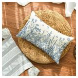 AVOIN colorlife Wildflowers Spring Summer Antique Herbs Blue Throw Pillow Cover, 12 x 20 Inch Flower Cushion Case Decoration for Sofa Couch - Retail: $9