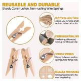 Sturdy Mini Clothes Pins for Photo, 150 Pcs 1 Inch Natural Wooden Clothespins with 33 FT Jute Twine, Small Clips for Crafts Display, Baby Shower Game, Hanging Decorative Pictures, Cocktail, Weddings -