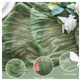 6 Pack Cheesecloth Table Runner - Sage Green 35x120 Inch (10ft), Boho Gauze Fabric Runner for Wedding, Birthday, Baby Shower, Rustic Party Decor, Sheer Table Decoration - Retail: $21
