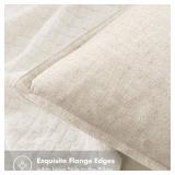 MIULEE Decorative Linen Euro Sham Pillow Covers 22x22 Inch Natural Beige ?Boho Farmhouse? ?Neutral Couch Throw Pillows for Bed Pack of 2 Accent Modern Pillowcase Sofa Livingroom Home Decor - Retail: $