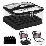 Beloving Nail Polish Organizer Bag Holds 30 Bottles (15ml0.5 fl.oz) Portable Supplies Organizer Handbag for Manicure Tools, Portable Nail Supplies Kit Organizer Carrying Case (Black) - Retail: $14