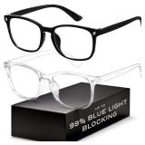 Blue Light Blocking Glasses - Fashion Square Eyeglasses, Anti UV Ray Computer Gaming Glasses Blue Blockers for WomenMen - Clear - Retail: $14