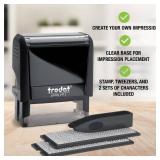 Trodat Printy 4912 Self Inking Do it Yourself (DIY) 4 line Personalized Custom Message or Address Stamp kit with Black Ink, Impression Size: 34 x 1-78 inch (Black) - Retail: $17