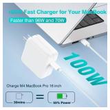 Charger for MacBook Pro 16 14 inch MacBook Air 15 13 inch 2025 2024 2023 2022 2021 2020 2019 M4 M3 M2 M1, Super Compact 100W USB C Laptop Power Adapter, 6.6FT USB-C Braided Cable, Original Quality - R