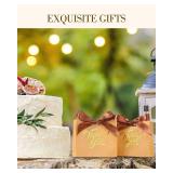 EQOREIIN Small Gift Bags, 25 Pack 4.5x1.8x3.9 Inches Mini Thank You Bags Brown Kraft Paper Gift Bag with Bow Ribbon, Small Candy Bags Gift Bag Bulk for Birthday Wedding Baby Shower (Brown) - Retail: $
