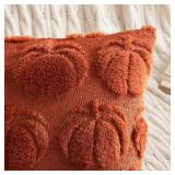 MIULEE Fall Throw Pillow Covers 18x18 Set of 2 Autumn Decorations Rust Pumpkin Accent Pillowcase for Outdoor Porch Sofa Couch Bed Living Room Plush Faux Fur Halloween Farmhouse Home Decor - Retail: $1