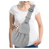 SlowTon Dog Carrier Sling - Thick Padded Shoulder Strap Adjustable Dog Carriers for Small Dogs, Puppy Carrier Purse for Pet Cat with Front Zipper Pocket Safety Belt Machine Washable (Grey, S) - Retail