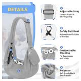 SlowTon Dog Carrier Sling - Thick Padded Shoulder Strap Adjustable Dog Carriers for Small Dogs, Puppy Carrier Purse for Pet Cat with Front Zipper Pocket Safety Belt Machine Washable (Grey, S) - Retail