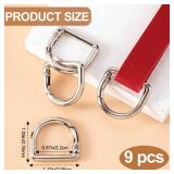 HINZIC 9 Pack D Ring Spring Key Hooks Keyring Clip Buckles Clasp Clamps for Belt Backpacks Handbag Purse Strap- Silver - Retail: $10