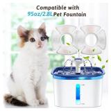 24 Pcs Cat Fountain Replacement Filters 12 Pack Cat Water Fountain Replacement Filters with 12 Pack Pre-Filter Sponges, Pet Fountain Filter Fit for 95oz2.8L Automatic Pet Fountain Cat Water Fountain -