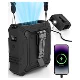 TUNISE Portable Fan with 5-Speed Settings, Dual-Sided Clip on Wearable Belt Waist Fan for 8000mAh, 2 Settings including Flashlight,Travel Essential for Outdoor Camping as Power Bank - Retail: $22