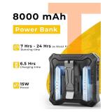 TUNISE Portable Fan with 5-Speed Settings, Dual-Sided Clip on Wearable Belt Waist Fan for 8000mAh, 2 Settings including Flashlight,Travel Essential for Outdoor Camping as Power Bank - Retail: $22