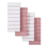 KitchenAid Albany Kitchen Towel 4-Pack Set, Dried RoseWhite, 16\x26\in - Retail: $19in