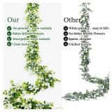 HIAGROW 6FT Eucalyptus Garland with Flowers, 4 Pack Greenery Hanging Faux Eucalyptus Garland Suitable for Table Wedding Backdrop Arch Wall Party Thanksgiving UV Protected Indoor Outdoor Decorations - 