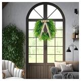 Juinte Fern Wreath for Front Door, 20\ Spring Summer Greenery Boston Fern Leaf Wreath for Outdoor Home Farmhouse Wall Window Decor - Retail: $15in