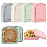 NADUSEP Sandwich Containers, Sandwich Containers for Lunch Boxes Plastic Toast Shape Food Storage Sandwich Box with Lid, BPA Free and Reusable, Microwave and Dishwasher Safe, for Family or Adults - Re