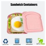 NADUSEP Sandwich Containers, Sandwich Containers for Lunch Boxes Plastic Toast Shape Food Storage Sandwich Box with Lid, BPA Free and Reusable, Microwave and Dishwasher Safe, for Family or Adults - Re