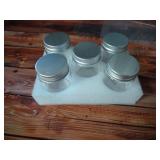 Juvale Mini Glass Spice Jars with Lids - 1.7 oz, Clear Art Deco, 5-Pack - Glass Craft Jars with Lids for Spices, Jams and Crafts - Retail: $11