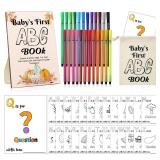 Geelin 51 Pcs Fun Baby Shower Game Kit Baby Shower Activities Favors Decorations First Abc Book Sign 26 Alphabet a to Z Coloring Card with 24 Watercolor Pen Storage Bag for Party(Autumn) - Retail: $13