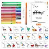 Geelin 51 Pcs Fun Baby Shower Game Kit Baby Shower Activities Favors Decorations First Abc Book Sign 26 Alphabet a to Z Coloring Card with 24 Watercolor Pen Storage Bag for Party(Autumn) - Retail: $13