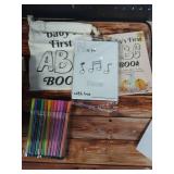 Geelin 51 Pcs Fun Baby Shower Game Kit Baby Shower Activities Favors Decorations First Abc Book Sign 26 Alphabet a to Z Coloring Card with 24 Watercolor Pen Storage Bag for Party(Autumn) - Retail: $13