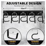 ELEAD 68ftft All Metal Adjustable Garden Tool Organizer: Garage Tool Organizer Wall Mount with Black Hooks, Garage Organizers and Storage, Tool Hangers for Shed - Retail: $24