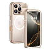 Lanhiem Magnetic for iPhone 16 Pro Case, IP68 Waterproof Dustproof Case, [Compatible with Magsafe] [Built-in Screen Protector] Full Body Heavy Duty Rugged Phone Cover 6.3 inch, Desert - Retail: $30