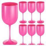 Plastic Wine Glasses Set of 6, 16 oz Goblet Acrylic Plastic Reusable Unbreakable Wine Cups for Bachelorette Wedding Bridal Shower Birthday Party(Pink) - Retail: $19