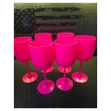 Plastic Wine Glasses Set of 6, 16 oz Goblet Acrylic Plastic Reusable Unbreakable Wine Cups for Bachelorette Wedding Bridal Shower Birthday Party(Pink) - Retail: $19