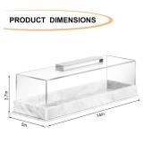 Rectangle Cake Tray with Lids, Clear Pastry Display Case, Dessert Holder Tray, Cake Stand, Cookie Display, Marble Pattern Plastic Cake Platter with Lucite Cover, Pastry Base - Retail: $30