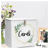 HYMENEX Wedding Card Box, Wedding Card Box with Lock Card Holder for Wedding Reception Anniversary Party Graduation Birthday Baby Shower Decorations (White) - Retail: $22