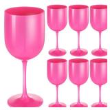 Teenyyou Plastic Wine Glasses Set of 6, 16 oz Goblet Acrylic Plastic Reusable Unbreakable Wine Cups for Bachelorette Wedding Bridal Shower Birthday Party(Pink) - Retail: $20
