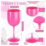 Teenyyou Plastic Wine Glasses Set of 6, 16 oz Goblet Acrylic Plastic Reusable Unbreakable Wine Cups for Bachelorette Wedding Bridal Shower Birthday Party(Pink) - Retail: $20