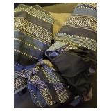 Pariitadin Baja Saddle Blanket Car Seat Covers Front Set with Seat Belt Pads, Washable Breathable Striped Woven Cloth Seat Covers for Cars, Universal Fit Most Cars, Airbag Compatible, Blue - Retail: $