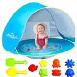 Monobeach Baby Beach Tent with Beach Sand Toys Pop Up Portable Shade Pool UPF50+ UV Protection Sun Shelter for Infant with Easy Set Up Canopy (Blue with Toys) - Retail: $46