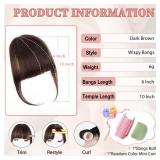EINAEY Clip in Bangs, 100% Real Human Hair Dark Brown Fake Bangs Clip in Hair Extensions Wispy Bangs Fringe with Temples Hairpieces for Women Curved Air Bangs for Daily Wear - Retail: $19