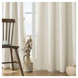 Joydeco Linen Curtains 84 Inch Length  SINGLE Panel,Light Filtering Drapes 52 Inches Wide with Back Tab Rod Pockets (84\ L x 52\in W, Ivory on Linen) - Retail: $33in