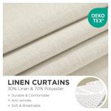 Joydeco Linen Curtains 84 Inch Length  SINGLE Panel,Light Filtering Drapes 52 Inches Wide with Back Tab Rod Pockets (84\ L x 52\in W, Ivory on Linen) - Retail: $33in