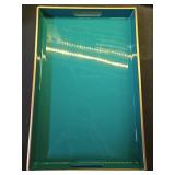 MAONAME Teal Serving Tray with Handles, Modern Decorative Tray for Coffee Table, Plastic Rectangular Trays for Ottoman, Bathroom, Decor, 15.8 x 10.2 x1.4 - Retail: $23