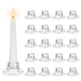 Hewory Glass Taper Candle Holders: 20 PCS Candlestick Holders Clear Short Tapered Candle Holder Set - Candle Stick Holder Decor for Table Centerpiece Wedding Party Advent Christmas Home Decorations - 