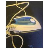 Sunbeam Hot-2-Trot Travel Steam Iron  800W  Dual Voltage  Non-Stick Soleplate  Compact  WhiteBlue - Retail: $20